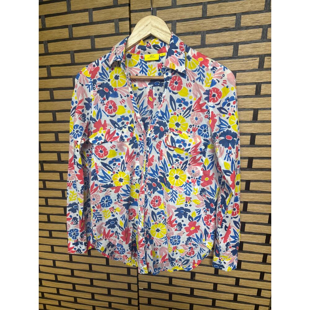 Roller Rabbit White Floral Button Down Shirt Size XS
